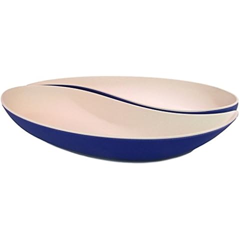 Bamboozle - Pisces Two Section Server, Party Snack Dishes & Dip Bowl, Made of Biodegradable Bamboo Fiber, Sustainable & BPA Free (Sapphire) Cover