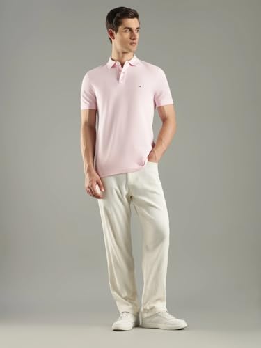 Image of Tommy Hilfiger Solid Regular fit Cotton Polo t-Shirt