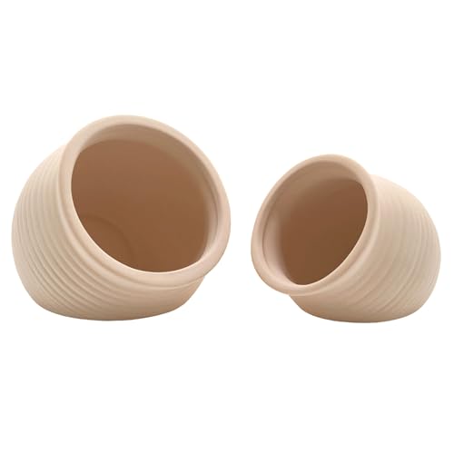 Image of M2cbridge Pottery Ceramic Jar Natural Clay Vase for Cichlid Small Fish Shrimp to Play Hide Breed Habitat (Creamy Clay, 2pcs)