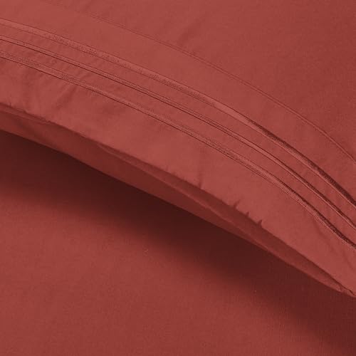 Image of Elegant Comfort Luxury Ultra-Soft 2-Piece Pillowcase Set 1500 Thread Count Egyptian Quality Microfiber Double Brushed-100% Hypoallergenic-Wrinkle Resistant, Standard /Queen Size, Rust
