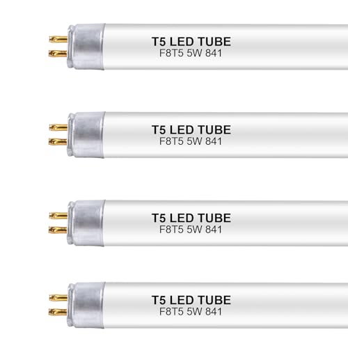 Wesome Lighting 12 Inch F8T5/CW LED Replacement Bulbs 4100K Cool White T5 LED 5 Watts Replace Fluorescent Bulb with LED Replacement Tube for Counter and Cabinet Fixture 4 Pack