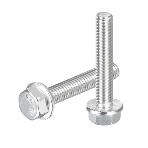 Image of uxcell 15Pcs 5 /16-18 x 1-3 /4 inch Flanged Hex Head Bolts, 304 Stainless Steel Flange Hexagon Screws, Flange Hex Drive Screws 5.8 Grade for Machinery Industry Home Appliances, Silver