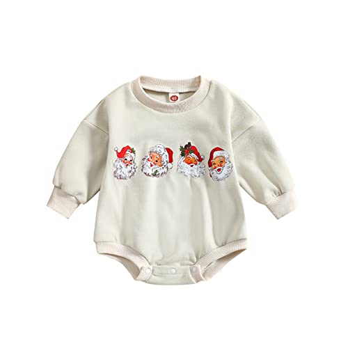 Image of MERSARIPHY Baby Christmas Clothes Baby Boy Girl Sweatshirt Romper Santa Baby Romper Tops Fall Winter Outfits