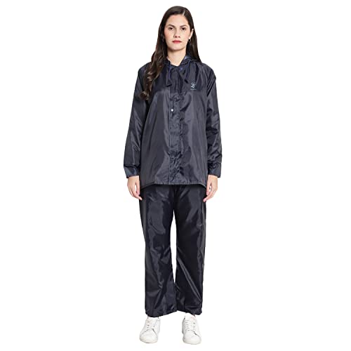 Image of Zacharias Women's Waterproof Reversible Double Layer Solid Raincoat with Pant (RG-2) (Black)