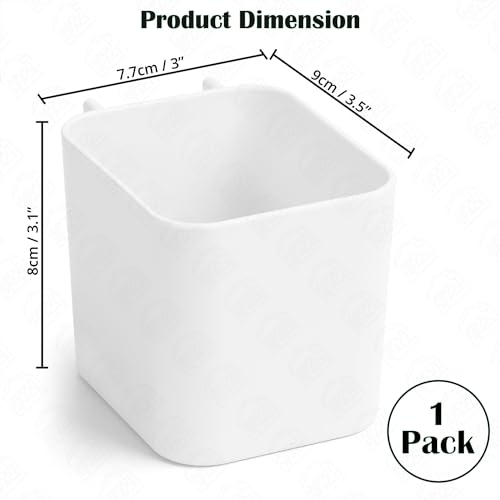 Image of ABOUT SPACE Peg Board Accessories Container for DIY Tools, Stationeries for Home Office Spoon, Knife Kitchen Storage and Display Bathroom Hook (White - L 7.7 x B 9 x H 8 cm)