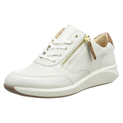 Clarks Un Rio Zip Leather, Zapatillas Mujer, White Leather, 38 EU