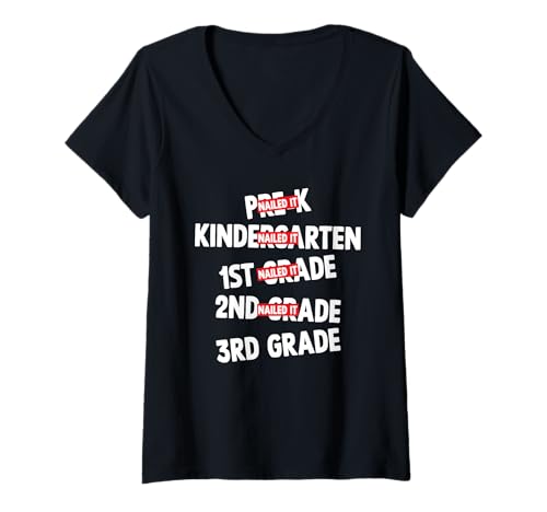 Women's Goodbye 2nd Grade Nailed it Graduation Hello 3rd Grade V-Neck T-Shirt
