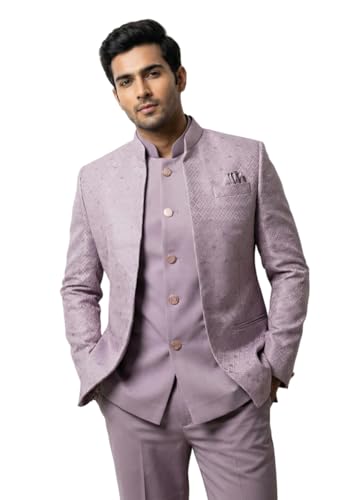 Image of Tailored fit Men's Jacquard Jodhpuri 3 Piece | Premium Polyester Blend