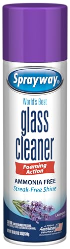 Image of Sprayway Glass Cleaner Lavender Scent Foaming Aerosol Spray, 19oz, Pack of 6 | Ammonia-Free, Streakless, Fast-Acting | Cleans & Polishes Glass Surfaces | Removes Fingerprints, Dust, Dirt, Smoke Film