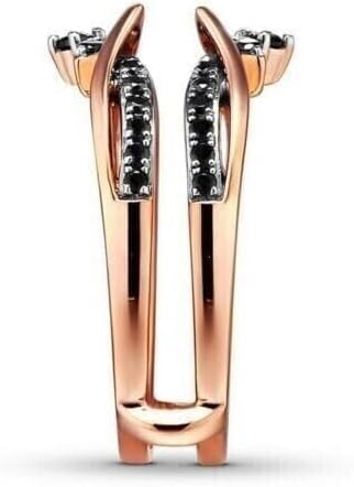 Shankar Jewels 2Ct Round Cut Lab Created Black Diamond Ring, Enhancer Wedding Ring, 14k Rose Gold Plated 925 Sterling Silver