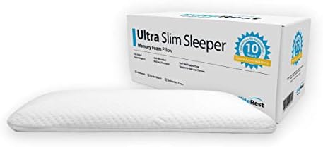 Elite Rest Ultra Slim Sleeper - Firm Memory Foam Pillow, Premium Cotton Cover, Great for Back and Stomach Sleepers, Hypoallergenic - Ultra Thin Low Profile 2.5 Inches