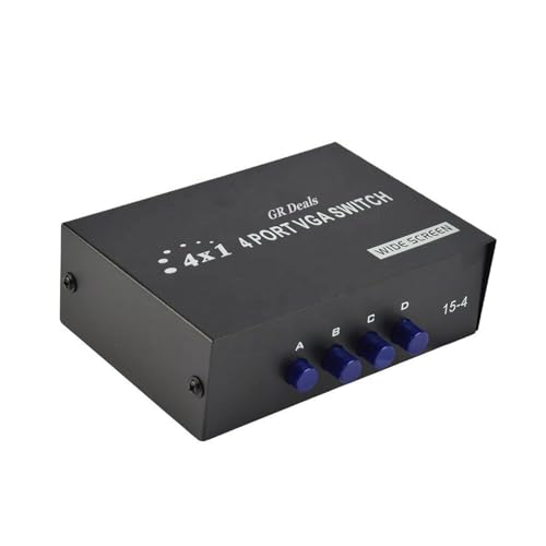 Image of 4 Port Vga Video Splitter, 4 Port VGA Switch, Distributor Amplifier 4-to-1 Monitor Vga /Svga LCD Crt Splitter Box, Display Distributor Supports High Resolution Up to 1920x1400.(Black).