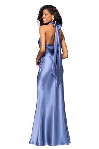 Image of Betsy & Adam Long Slim One Shoulder Dress | Cold Shoulder Evening Gown
