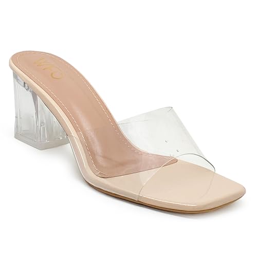 Image of WFS Women's Transparent Strap 2.5 Inch Block Heel Sandal