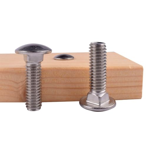 Image of 5 /16-18 x 1-1 /4 inch Carriage Bolts Screws, 18-8 Stainless Steel 304, Round Head, Square Neck, UNC Fully Machine Coarse Threaded,10Pcs