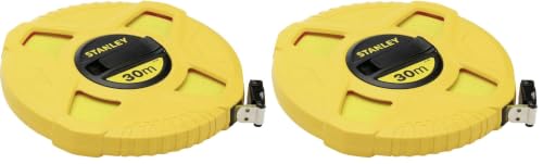 STANLEY Maßband Kapselbandmass Fiberglas (30 m Länge, ABS-Kunststoffgehäuse, klappbare Kurbel, Band beschichtet) 0-34-297 (Packung mit 2)