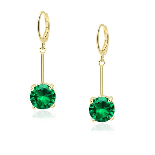 VONSSY Pendantes Boucles d'oreilles | zircone cubique 5A, platine ou plaqué or 18 carats, boucles d'oreilles en cristal/rubis émeraude/saphir à créoles à...