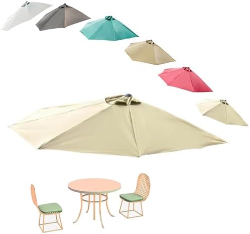 10ft Half Umbrella Replacement Canopy - Burgundy Patio Umbrella Top Cover for Market Table, Balcony, Garden, Deck - Durable 5 Ribs Design for Outdoor Use