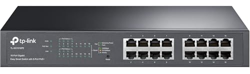 Image of TP-Link 16 Port Gigabit PoE Switch 8 PoE Port+ @150W Easy Smart Plug & Play Sturdy Metal w /Shielded Ports Support QoS, Vlan, IGMP and Link Aggregation (TL-SG1016PE)