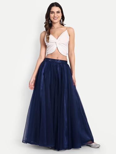 Image of TILISM Women's and Girls Solid Satin Long Skirt