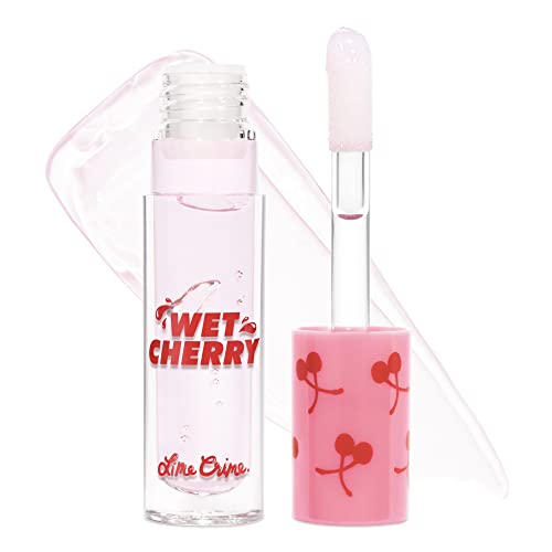 Lime Crime Wet Cherry Lip Gloss, Extra Poppin (Glossy Clear) - Cherry Scented Lightweight, Plumping & Comfortable Ultra Glossy Sheen That Won't Stick - Long Lasting & Non-Sticky - Vegan Makeup