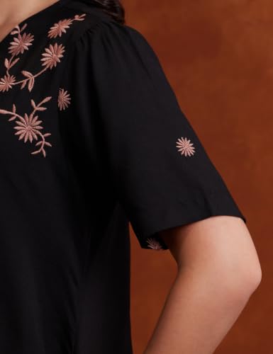 Image of Amazon Brand - Myx Women's Embroidered Shirt Dress | Below The Knee (Available in Plus Sizes)