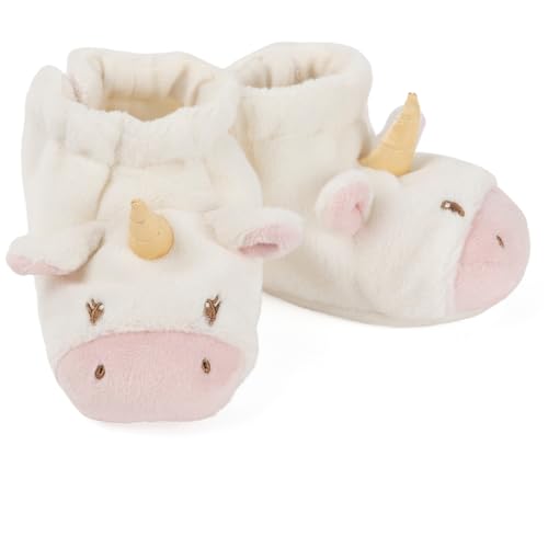 Baby GUND Luna Unicorn Rattle Booties Plush Baby Infant Shoes, White and Pink, One Size Fits All