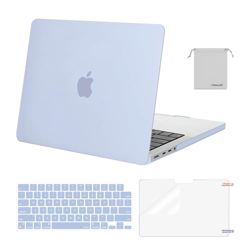 Image of MOSISO Compatible with MacBook Pro 14 inch Case 2025 2024 2023 2022 2021 M5 M4 M3 M2 M1 A3434 A3112 A3185 A3401 A2918 A2992 A2779 A2442, Hard Shell&Keyboard Cover&Screen Film&Pouch,Pastel Blue