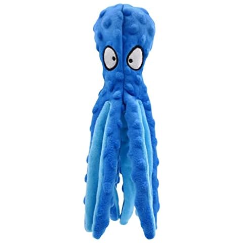 Dog Squeaky Toys Octopus No Stuffing Plush Dog Toy Interactive Play toy Dog Chew Toy with Crinkle Paper for Small and Medium Dog Playing(Blue) Cover