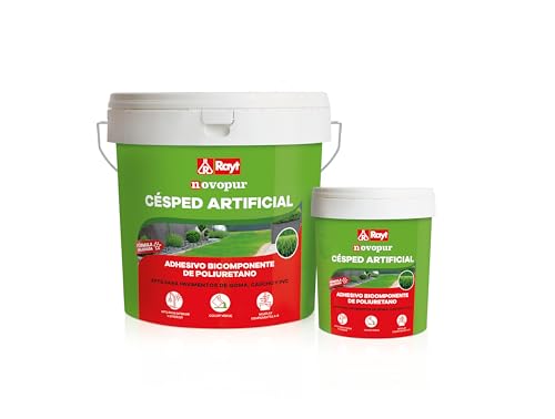 Rayt 1315-70 Novopur Adhesivo bi-componente de poliuretano para césped artificial y también pavimentos de goma, caucho y PVC. Color verde. Secado en 30 minutos. 1,125 kg