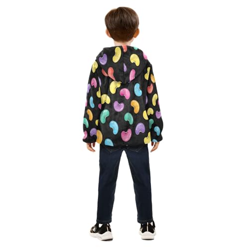 Colorful Candy Shapes on Black Toddler Fleece Jacket Girl Boys Hooded Fleece Jacket Coat Warm Outwear Zip-up 3-10T4