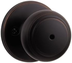 Kwikset Cove Interior Privacy Door Knob with Lock, Door Handle For Bathroom and Bedroom, Venetian Bronze Keyless Turn Lock Doorknob