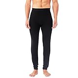 HIKARO Herren 100% Merinowolle Thermounterhosen, Premium Merino Wolle Unterhosen Thermounterwäsche Warm/Extra warm Schwarz XL