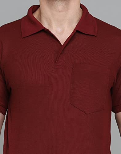 Image of INKKR Men's Polo Neck Half Sleeve Cotton Blend Regular Fit T-Shirt With Pocket
