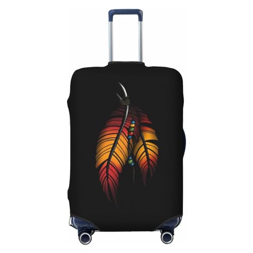 Native American Feather Travel Luggage Cover Suitcase Protector Fits 18-32 Inch Luggage, X-Large, Black