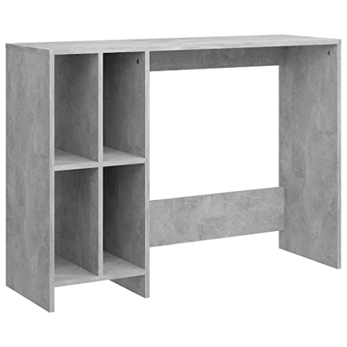 Escritorio de madera gris hormigón mesa compacta para habitaciones con poco espacio 4