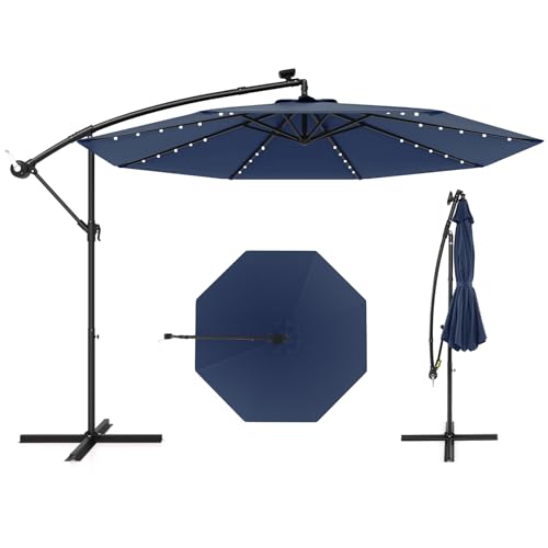 COSTWAY Parasol Déporté 3M Hexagonale, avec 40 LED...