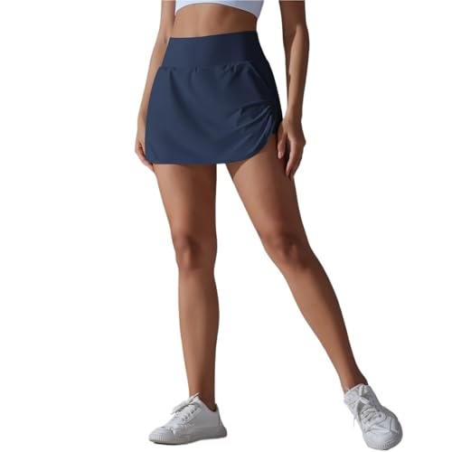 Short taille haute jupe tennis femme vêtement de sport 2 en 1 anti-exposition fitness et golf