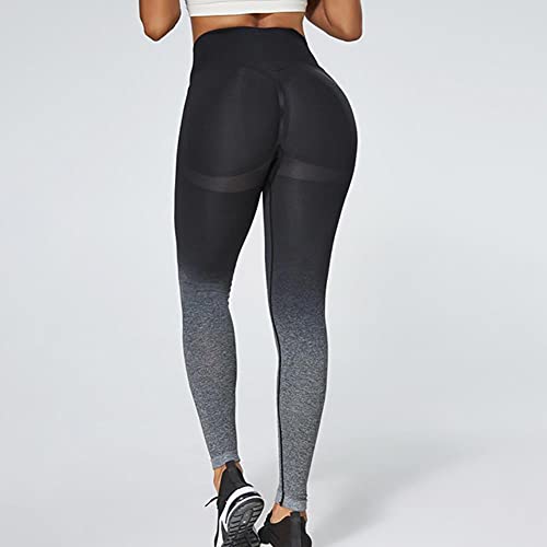 Leggings degrade Black Gray L para fitness y running con tejido elastico
