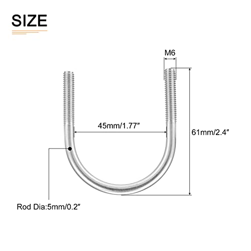 Image of DTGN 1-3 /4 inchx2.4 inch(DXL) Round U-Bolts - 5Pack - Good for Construction Industry - 304 Stainless Steel Round Bend U Bolt - Silver