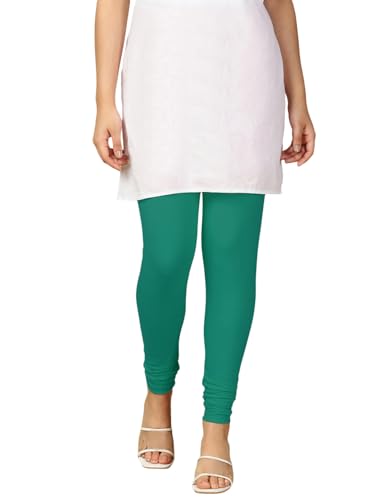 Image of Lux Cozi PYNK Solid Premium Cotton Lycra Churidar Leggings for Women | Regular Fit Elastic Waist Full Length Women Leggings | Free Size