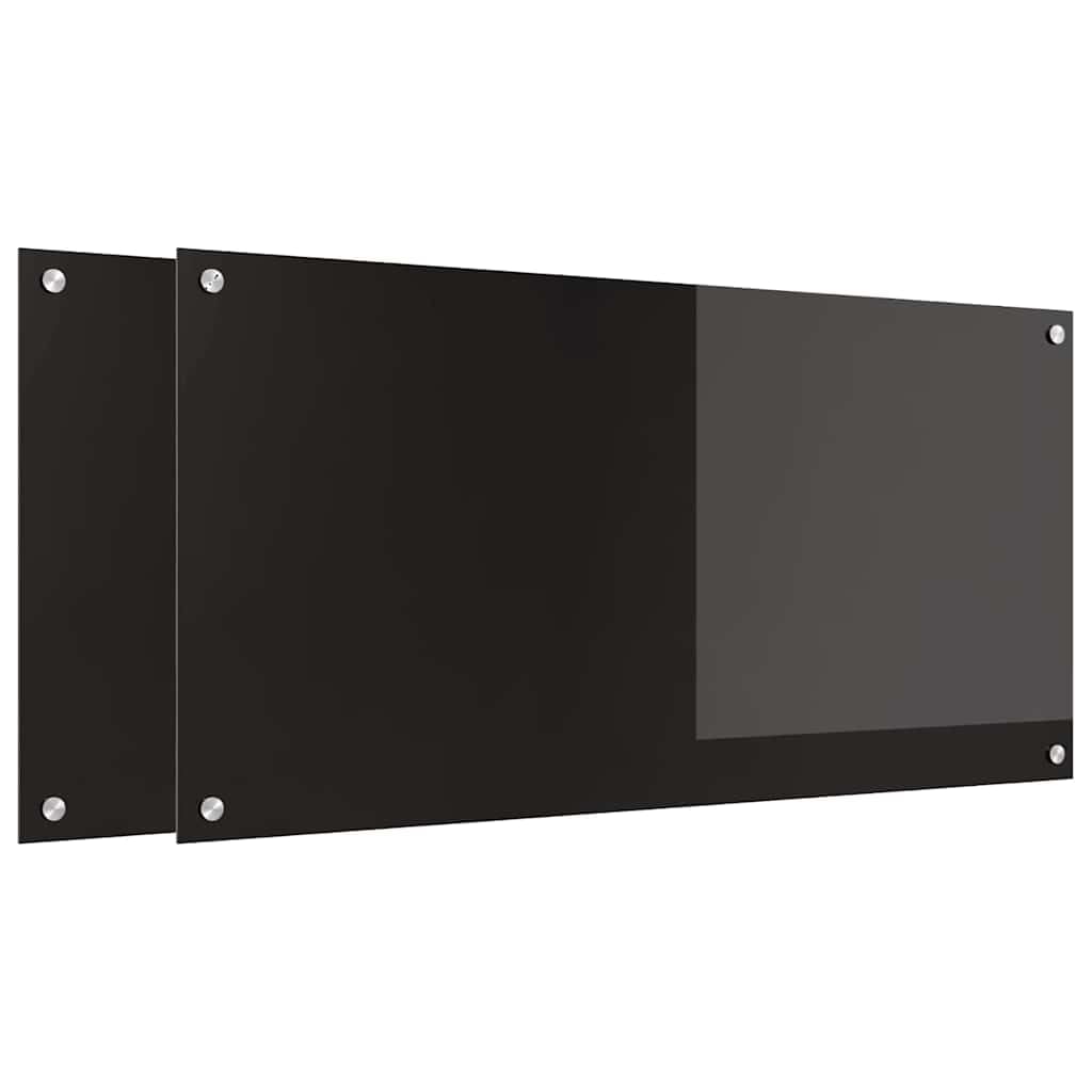 Solivagant Küchenrückwand 2 pcs Schwarz 100 x 50 cm Gehärtetes Glas, Küche Esszimmer,Küchenhelfer -utensilien, 22 kg-3415552