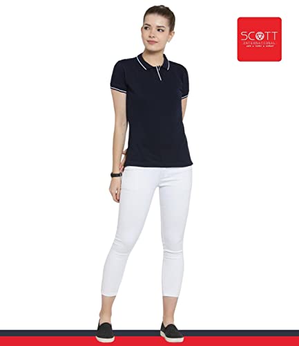 Image of Scott International Women's Regular Fit 100% Pure Organic Cotton Polo T-Shirt | Womens Polo Collar Neck T-Shirt | Cotton Plain Polo Neck Half Sleeve T-Shirt | Tshirts for Women