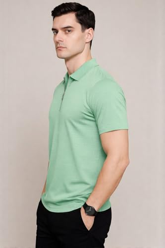 Image of Preneum Men's Polo T‑Shirt | Comfortable Rich Polycotton, Band Collar, Regular Fit | Stylish & Premium All Day Wear (Available in Plus Sizes)
