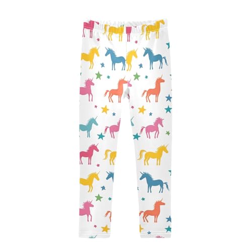 ALAZA Girls' Leggings Children's Yoga Pants Skinny Printed Dance Colorful Unicorns Comfortable 4T