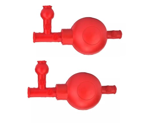 2pcs Suction Bulb Three-Way Quantitative Suction Ball Pipette Suction Bulb Lab?Lab Suction Ball Pipette with 3 Openings-Red