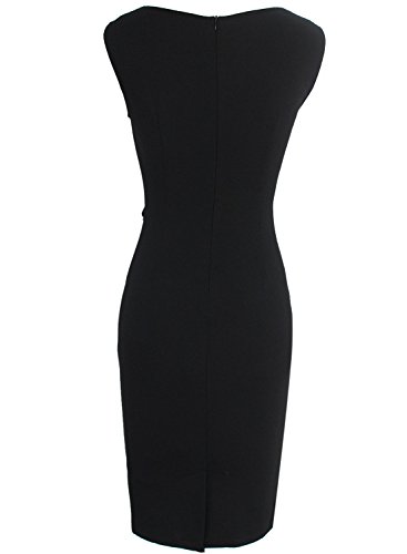 Image of VFSHOW Womens Work Office Business Casual Sleeveless Ruched Elegant Professional Church Cocktail Party Pencil Sheath Dress