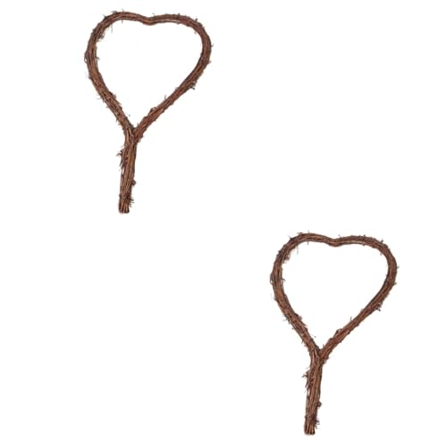 Warmhm 2pièces Couronne Rotin Naturel Forme De Cœur pour Décoration Accessoire Floral à Suspendre pour Noël Pâques Et Fêtes