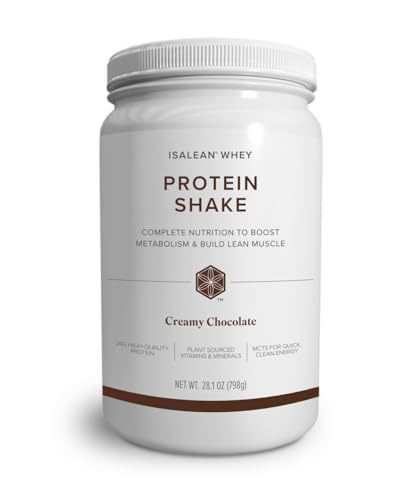 IsaLean Protein Shake - Complete Nutrition for Maintaining Healthy Weight & Lean Muscle Growth Enhanced with MCT Oil - 24 Vitamins & Minerals - 28.1 oz - 14 Meal Canister - Creamy Chocolate