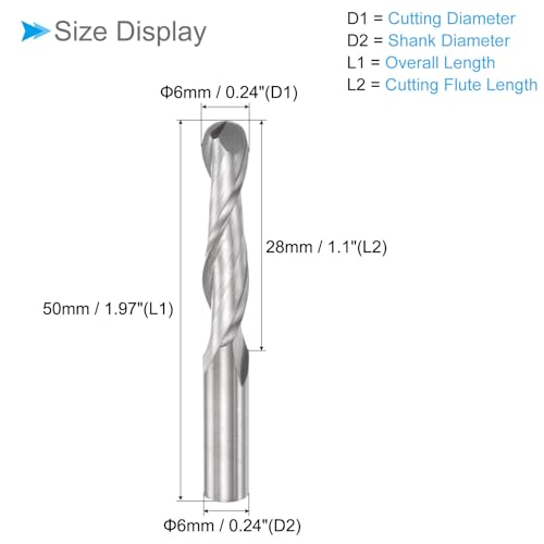 Image of Ball Nose End Mill, 2 Flute 0.24 inch Diameter 1.1 inch Cutting Length, High Speed Steel CNC Spiral Milling Cutter - (Applications: for Steel Milling)